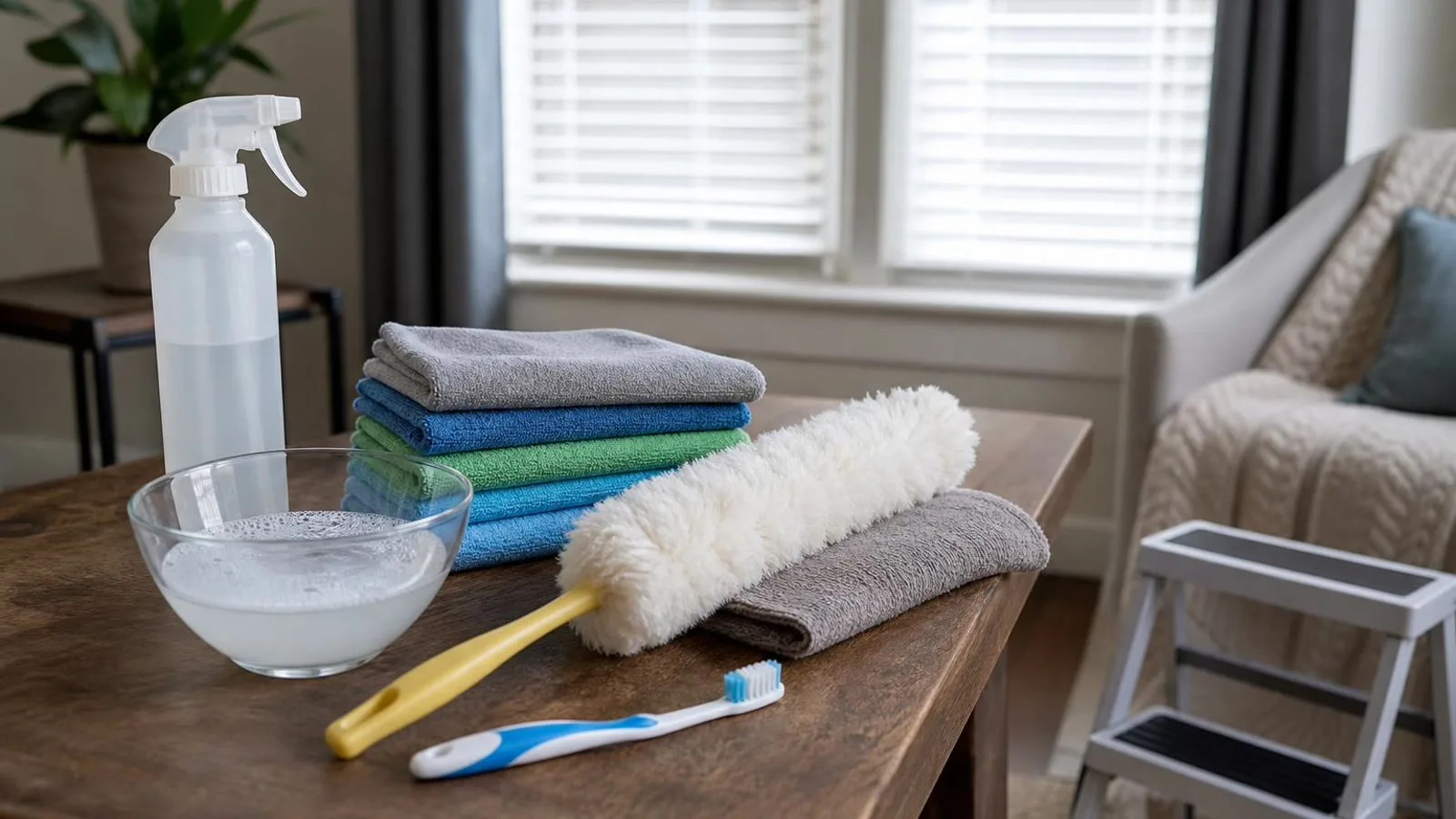 Materiales suaves para limpiar persianas y cortinas blackout sin desmontarlas