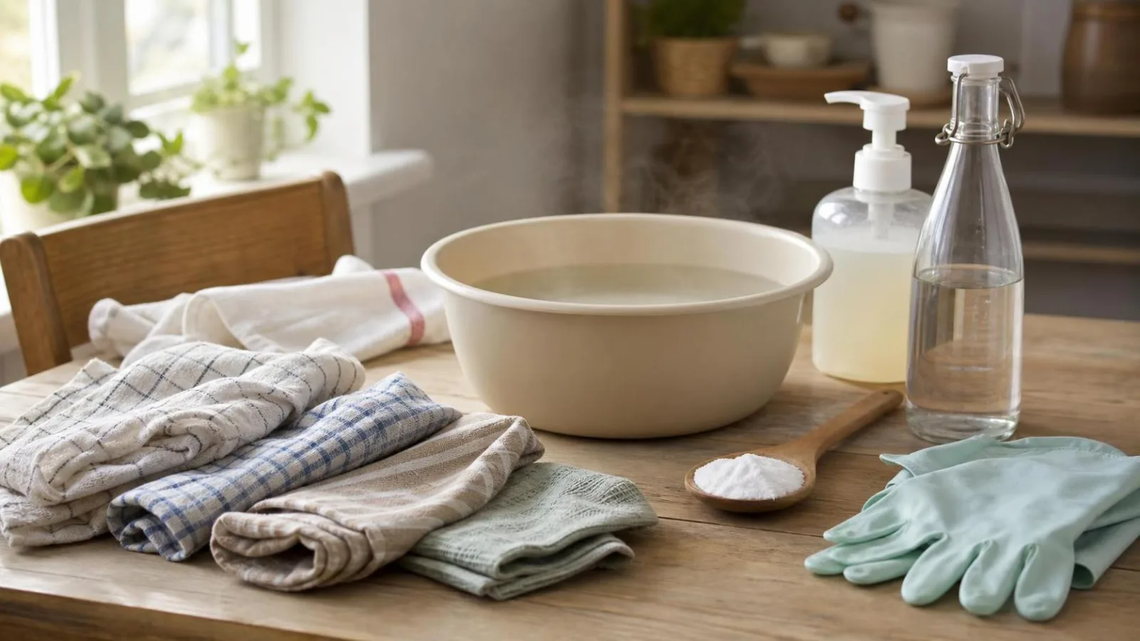 Materiales caseros para lavar trapos de cocina con olor a humedad y grasa sin cloro