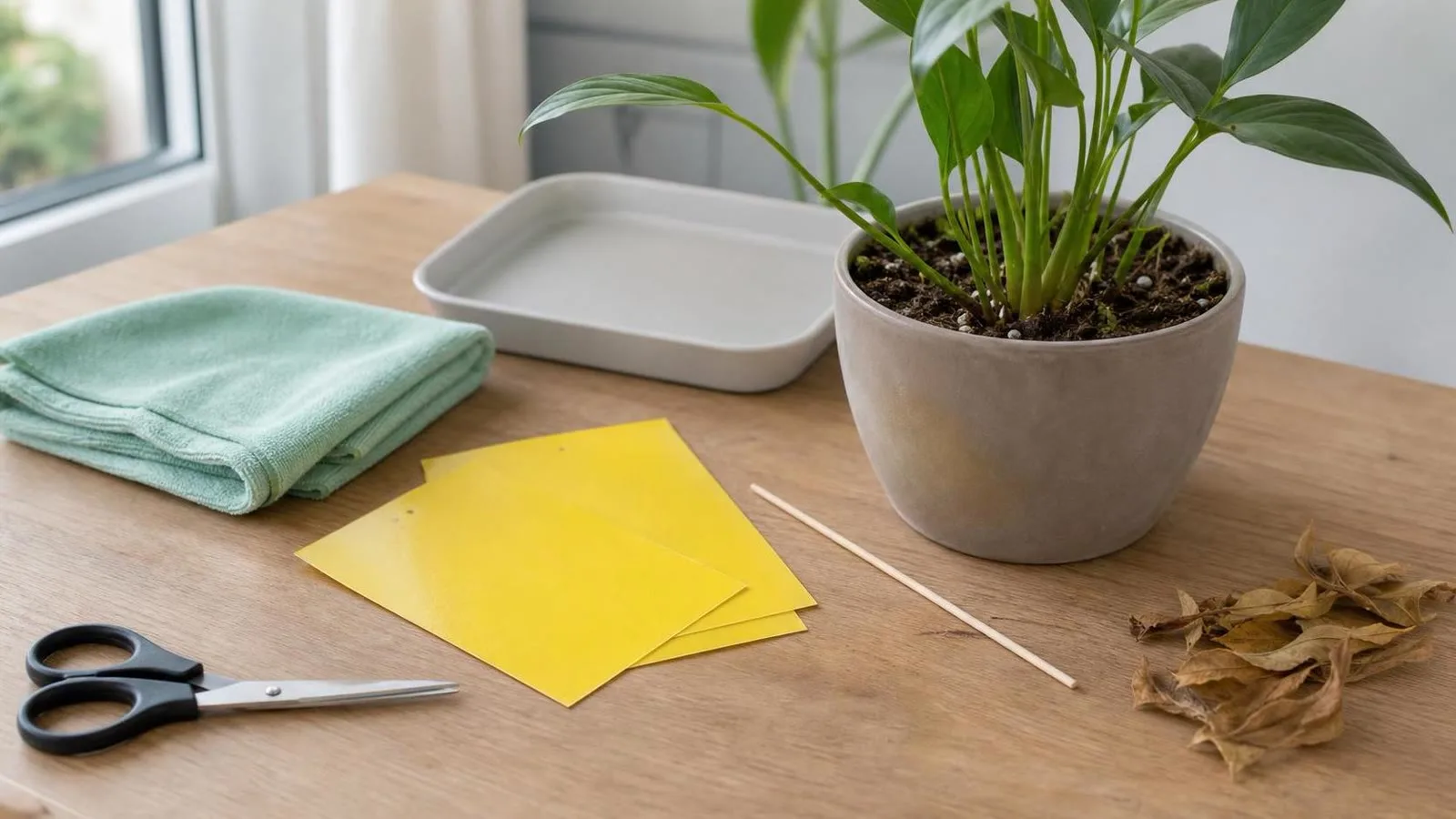 Materiales para controlar mosquitos pequenos en plantas de interior con trampas amarillas