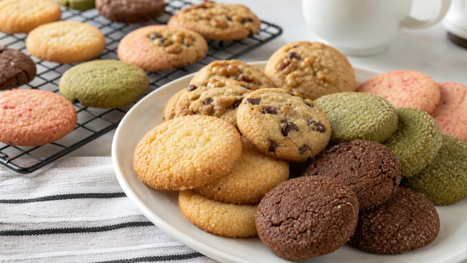 Galletas surtidas horneadas de vainilla cacao matcha frutilla chips y nueces